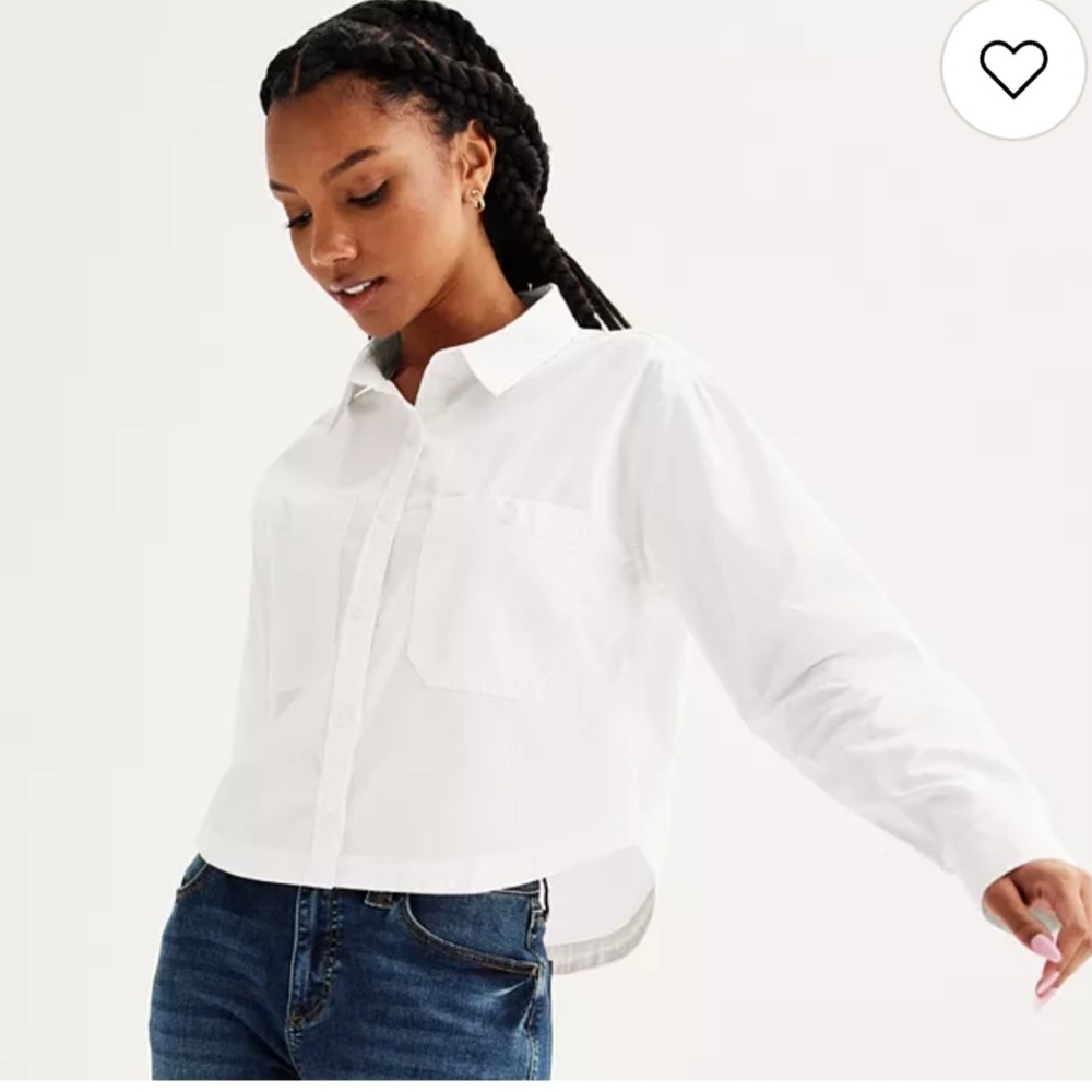Cropped button-down shirt